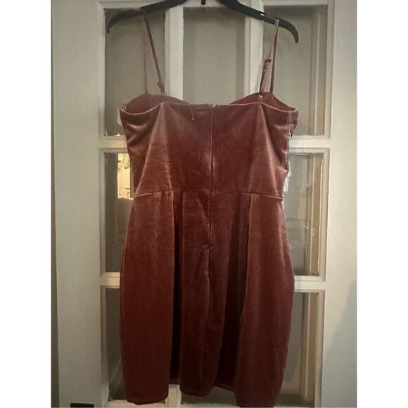 Trixxi Stretch Velvet Bustier Notch Slip mini Dress brown size Large - Picture 6 of 8